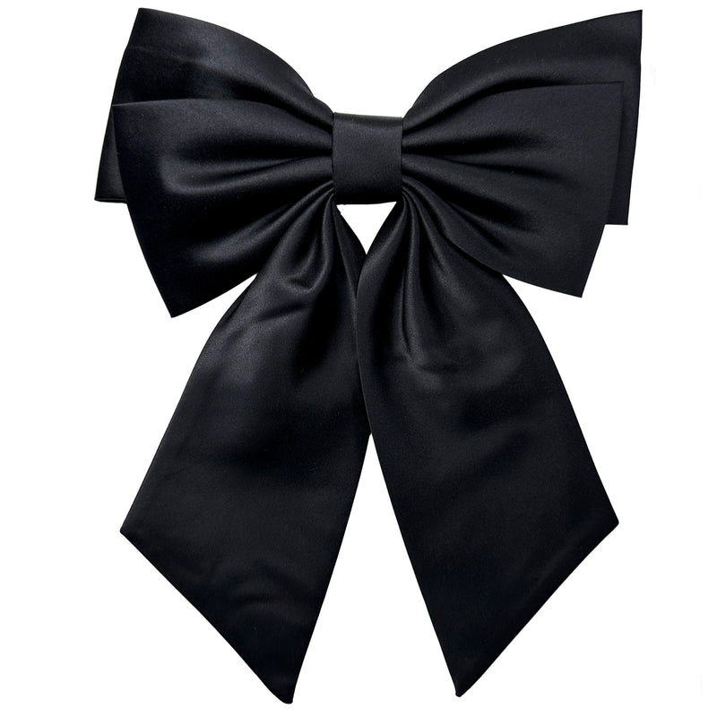 Big Bow - Schwarze Haarklammer mit großer Doppel-Schleife aus Satin