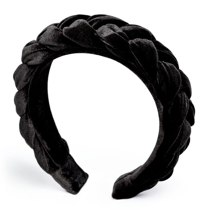 Scarcela - Braided velvet headband in dark grey