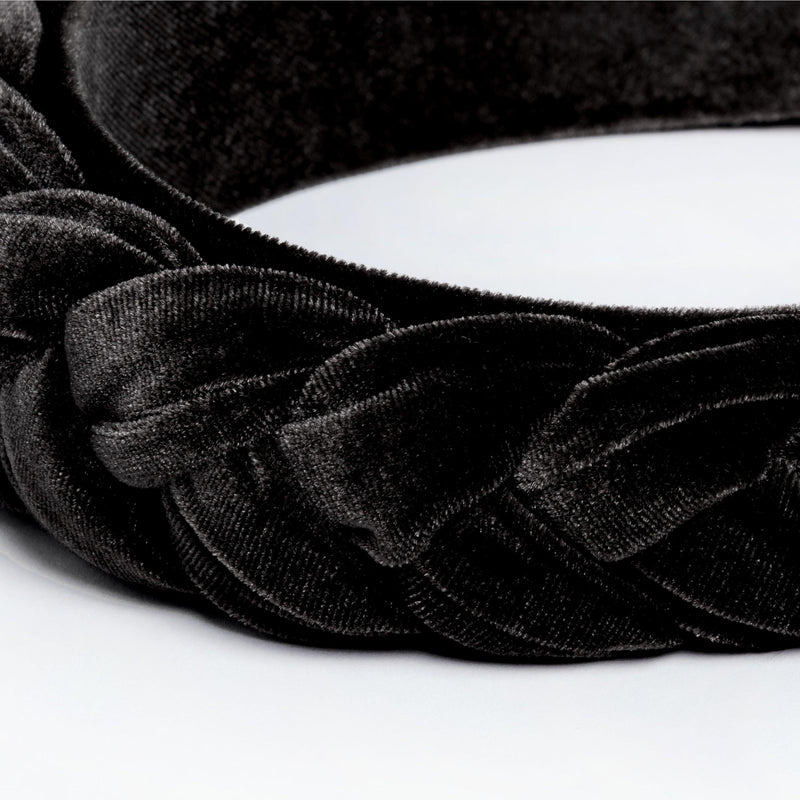 Scarcela - Braided velvet headband in dark grey