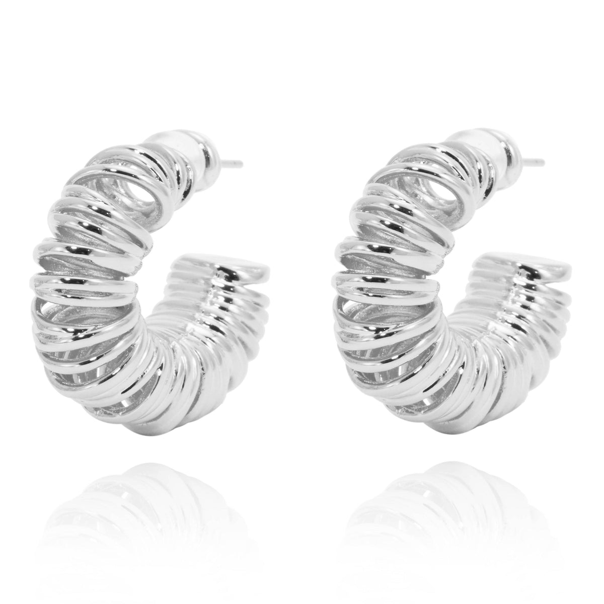 Allora - Moderne Curly Hoop Creolen Silber