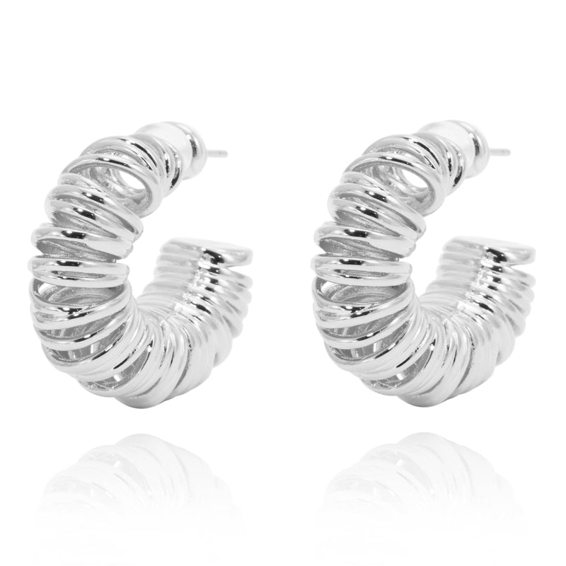 Allora - Moderne Curly Hoop Creolen Silber