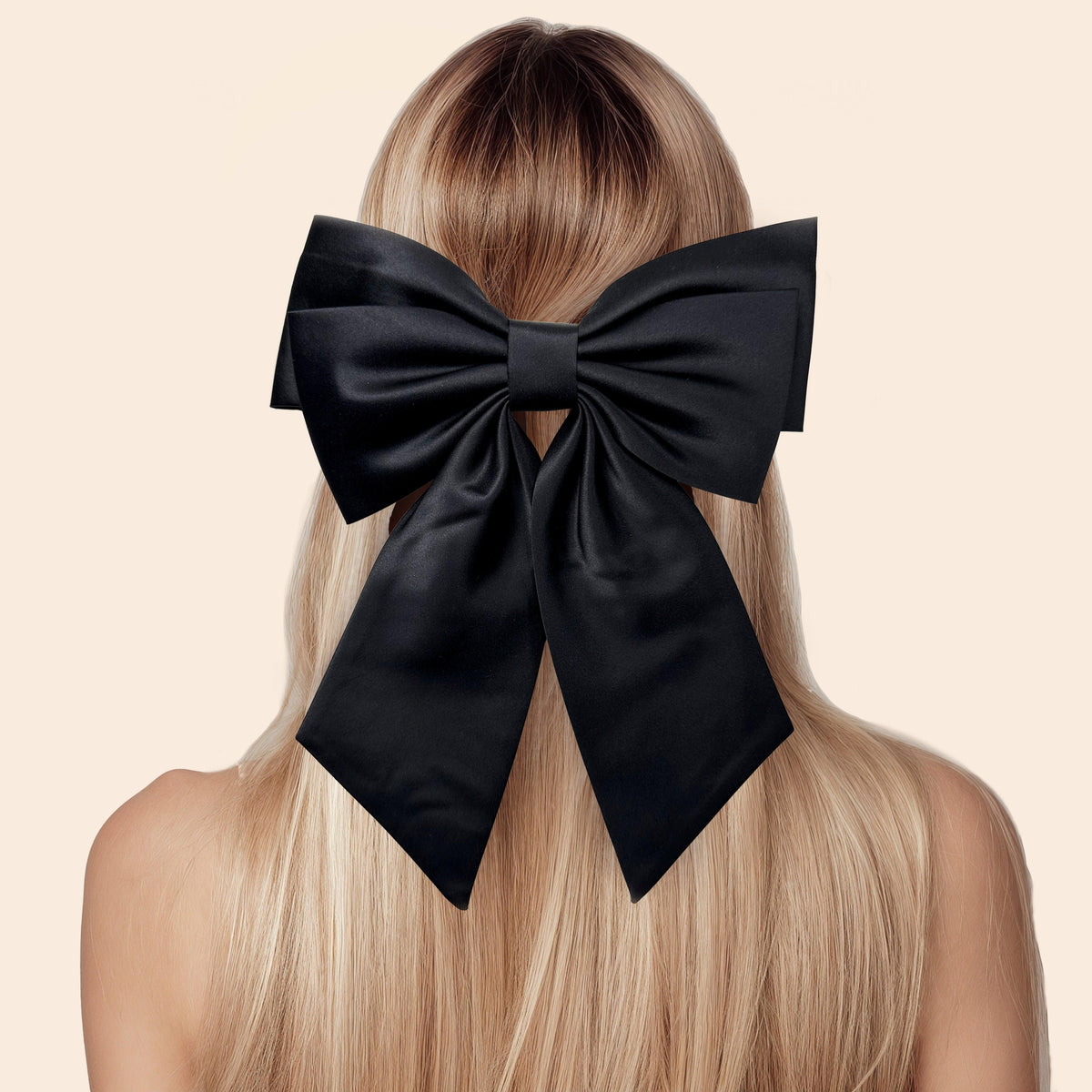 Big Bow - Schwarze Haarklammer mit großer Doppel-Schleife aus Satin - Filippa Firenze