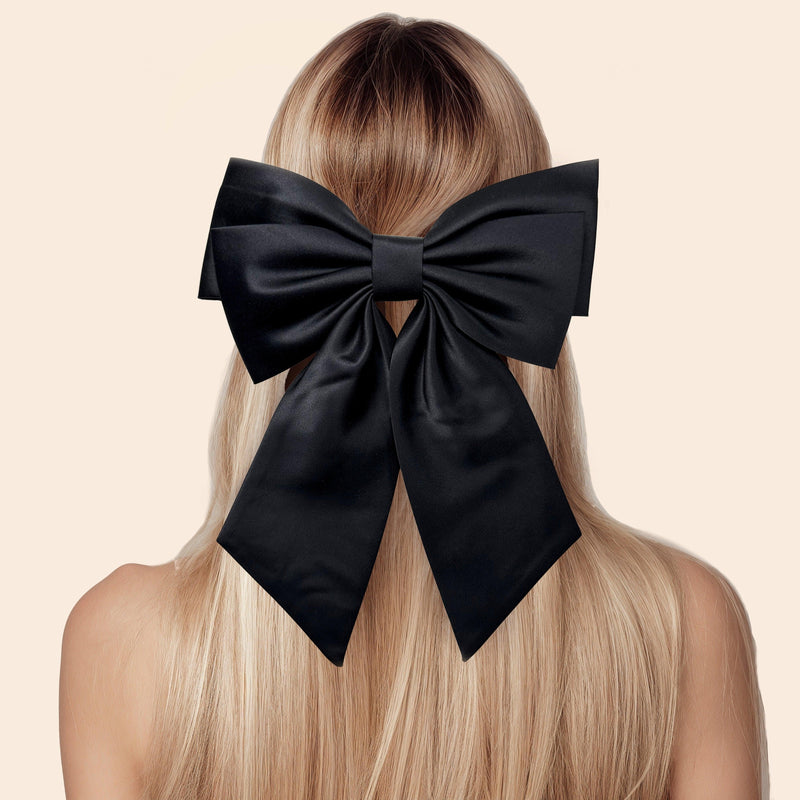 Big Bow - Schwarze Haarklammer mit großer Doppel-Schleife aus Satin - Filippa Firenze