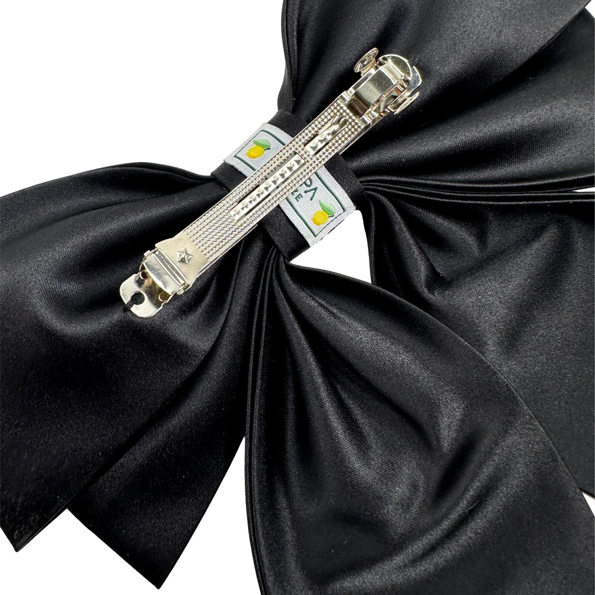 Big Bow - Schwarze Haarklammer mit großer Doppel-Schleife aus Satin - Filippa Firenze