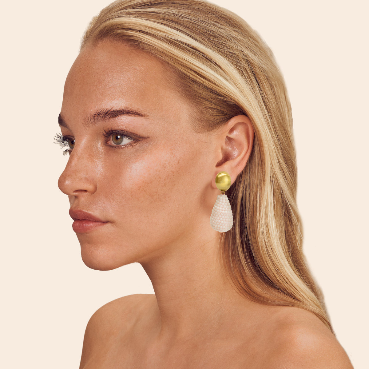 Champagne Problems - Elegant gold ear clips with crystals