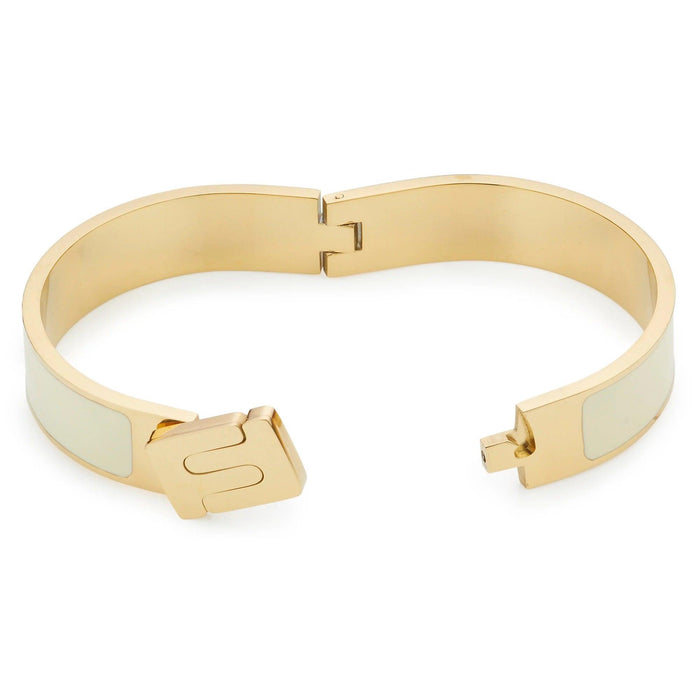 Filippa - Gold und Emaille Statement Armreif in Creme - Filippa Firenze